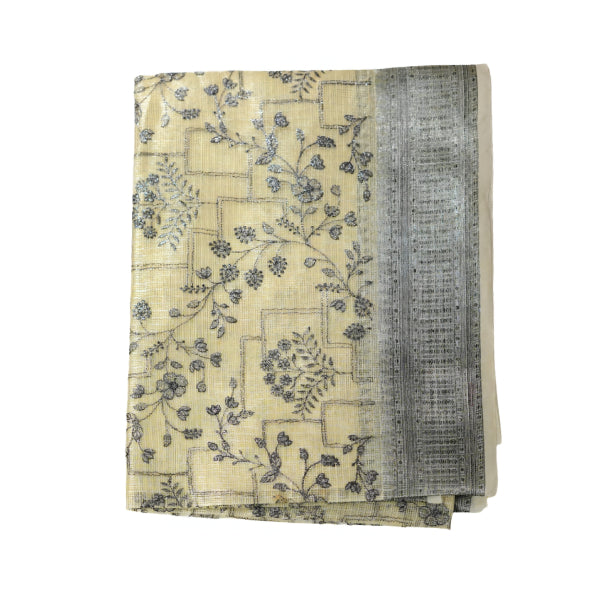 Kota Tissue Saree with All-over Silver Zari & Thread Work