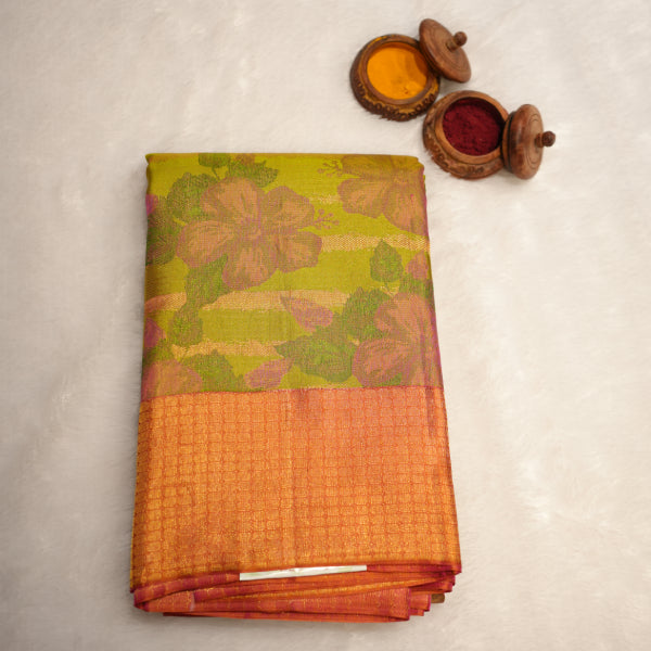 Pattu Pure Silks Sarees with Manthalir Colour Leaf Design