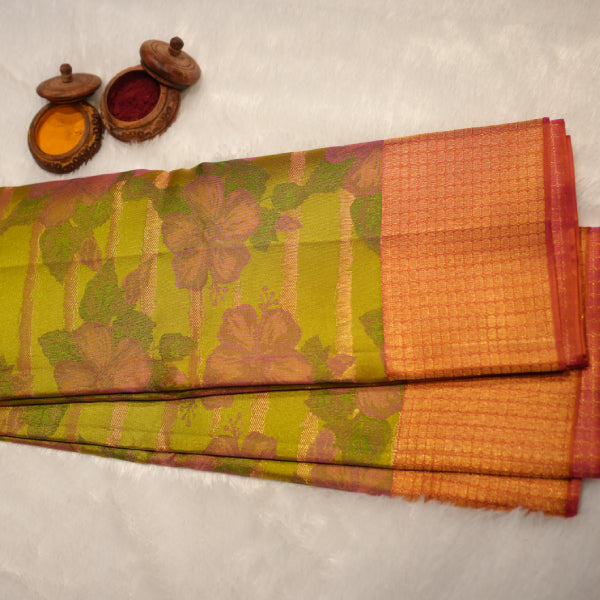 Pattu Pure Silks Sarees with Manthalir Colour Leaf Design