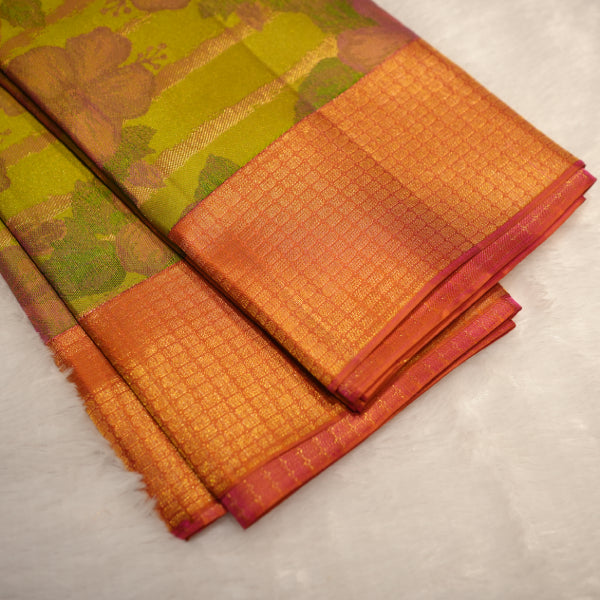 Pattu Pure Silks Sarees with Manthalir Colour Leaf Design
