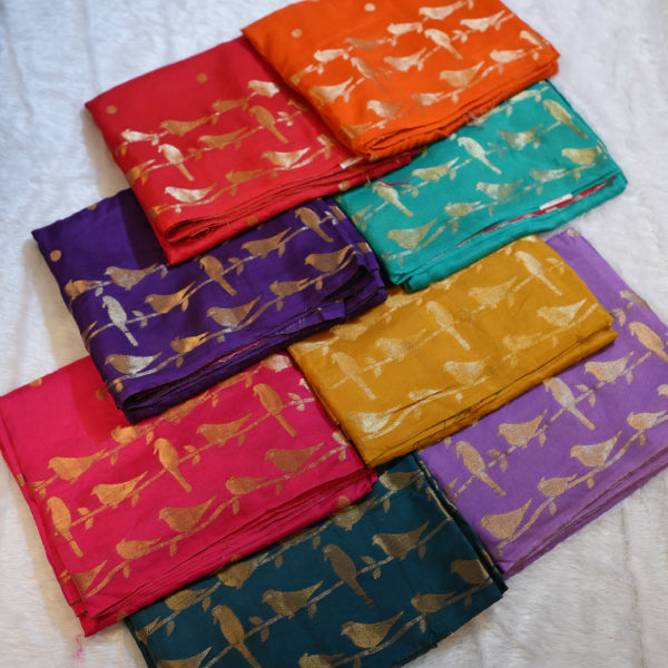 Viscos Jarket Saree with Golden Zari Butta Desig