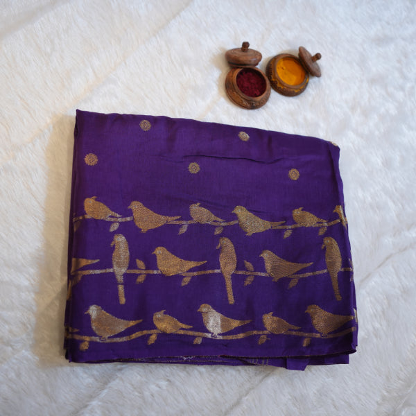 Viscos Jarket Saree with Golden Zari Butta Desig
