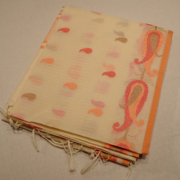 Kotta Checks Sarees with Chikan Work Design with Heavy Mango Border Design