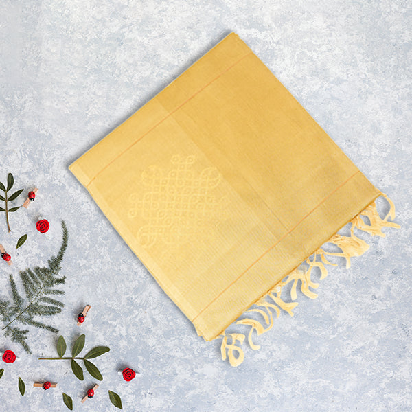 Premium Silk Cotton Saree With Traditional Kolam Pattern