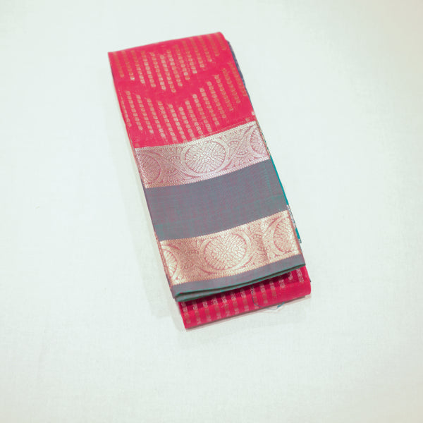 Silk Cotton Saree with Zigzag Butta Weaving