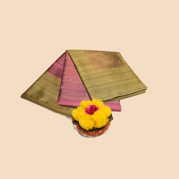 Dupion Silk Saree With Jute and Square Design, and Rangoli Design