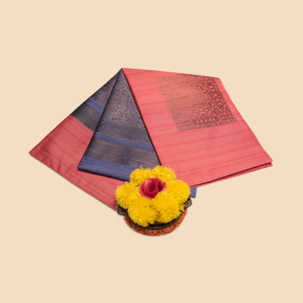 Dupion Silk Saree With Jute and Square Design, and Rangoli Design