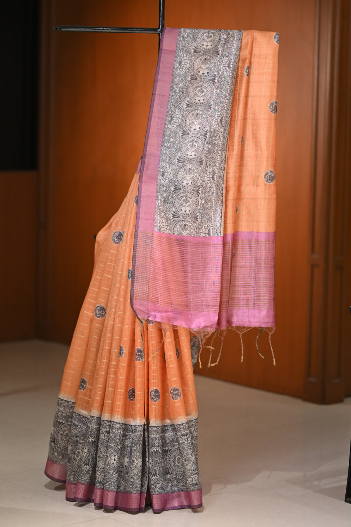 Milano Silks Saree with Water Zari Line with Duck Design