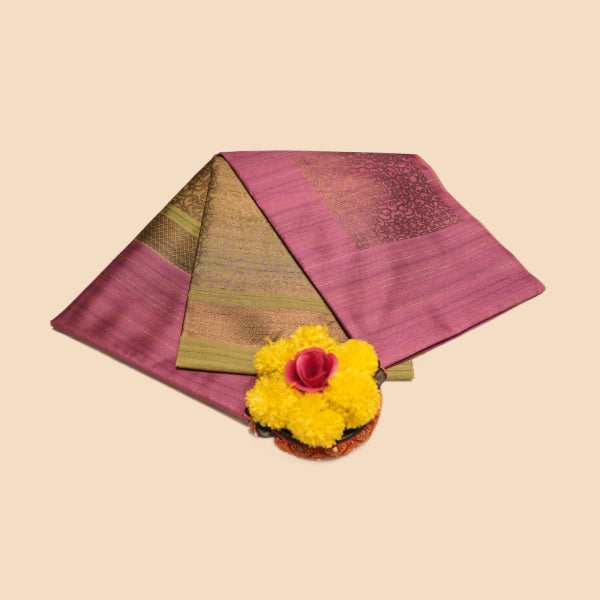 Dupion Silk Saree With Jute and Square Design, and Rangoli Design