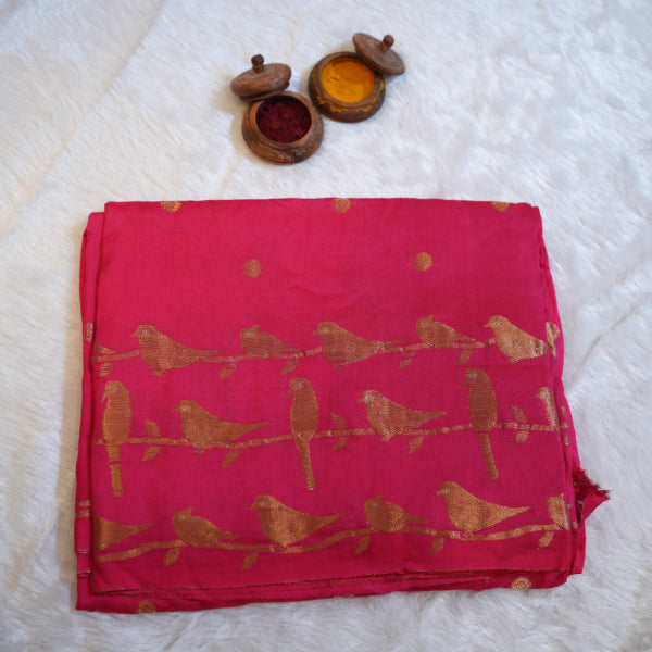 Viscos Jarket Saree with Golden Zari Butta Desig