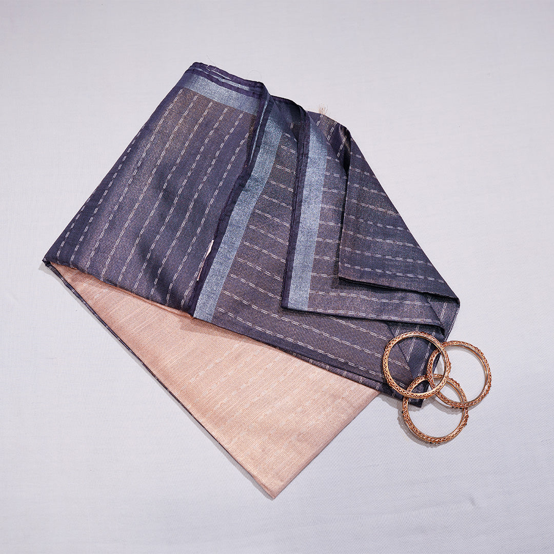 Semi Tissue Sarees with Vertical Stripe Design