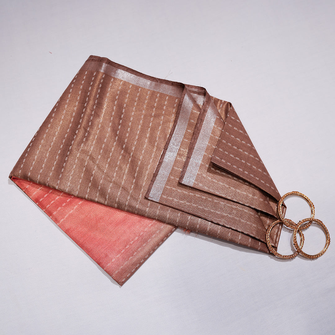 Semi Tissue Sarees with Vertical Stripe Design