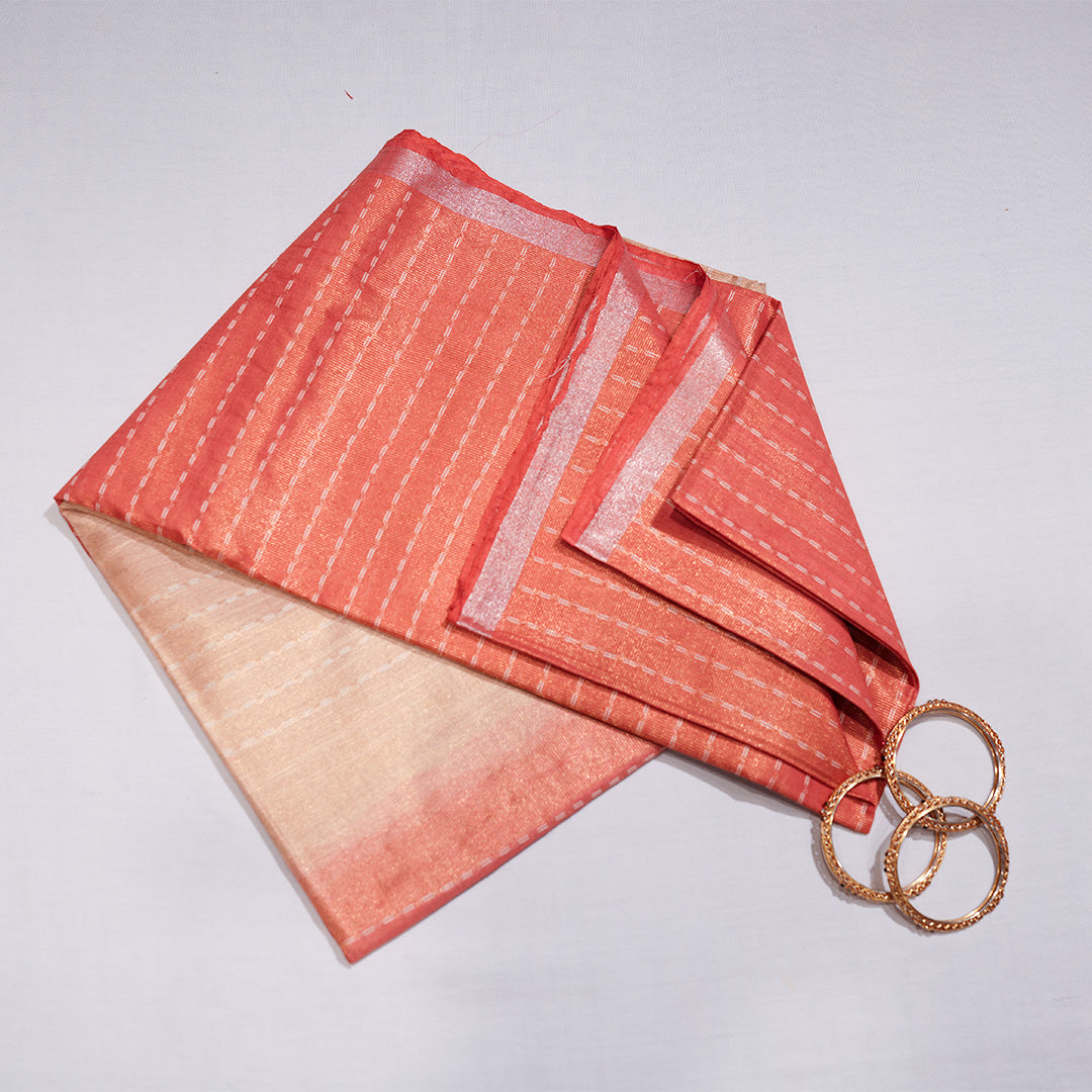Semi Tissue Sarees with Vertical Stripe Design