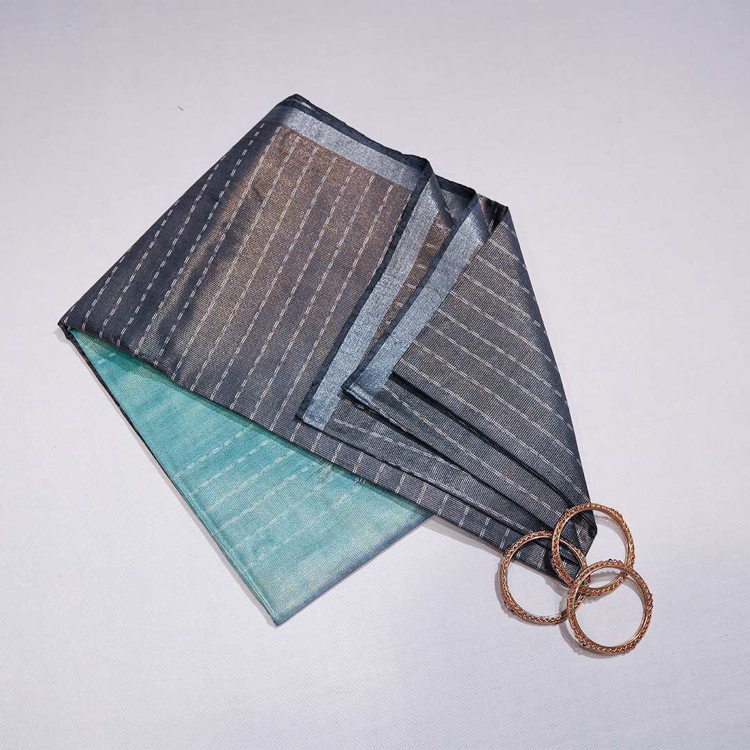 Semi Tissue Sarees with Vertical Stripe Design