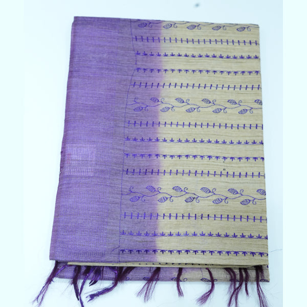 Baswada Cotton Saree with Striped Line Design Embroidered Contrast Border