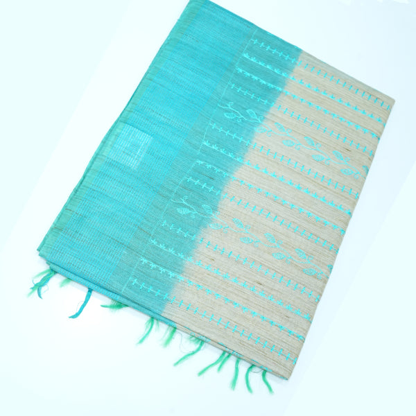 Baswada Cotton Saree with Striped Line Design Embroidered Contrast Border