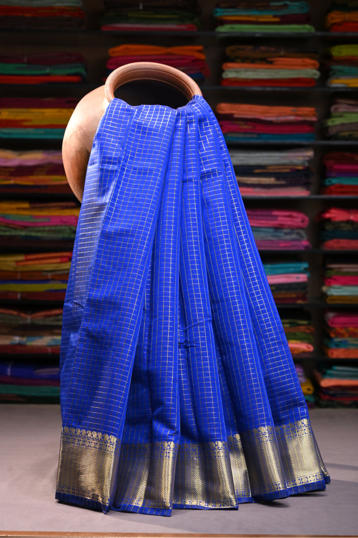 Raw Silk Sarees With Allover Zari Line With Mango Butta Weaving