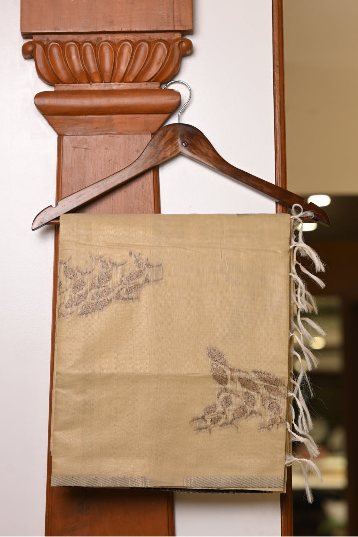 Chandheri Cotton Sarees with Fish Thread Weaving Design