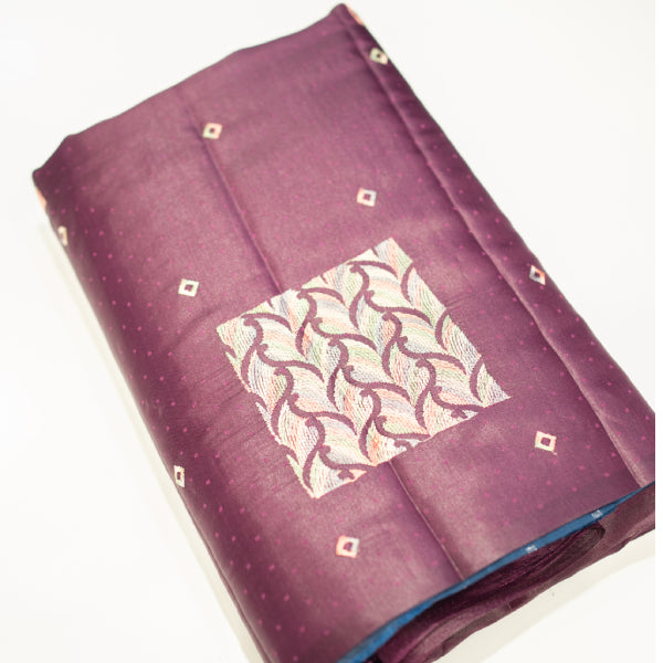 Fancy Butter Silk Sarees with Thread Work With Self Putta Weaving