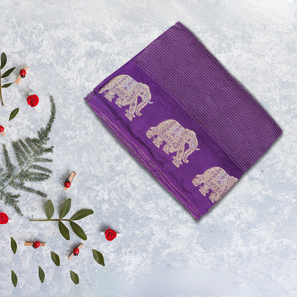 Viscos Silk Sarees with Elephant Border