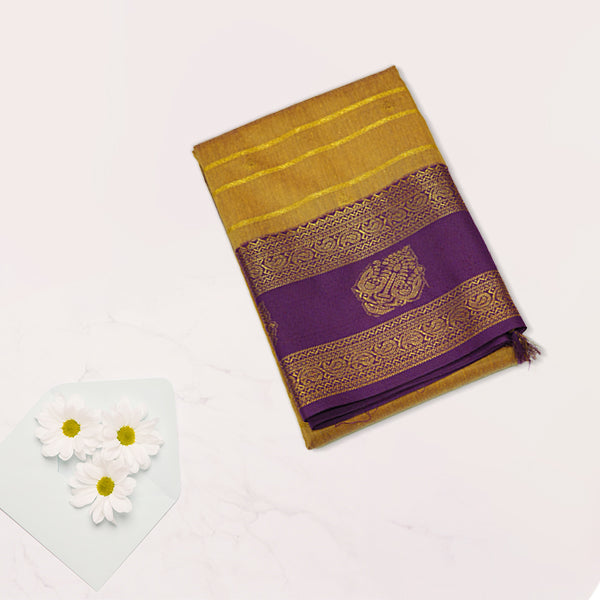 Traditional Kalyani Cotton with Golden Zari Weaving Designs
