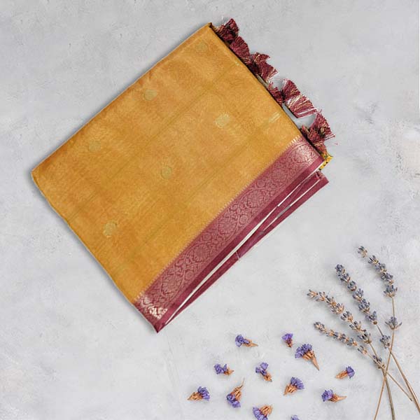 Semi Dola Saree with Digital Print, Zari Line with Butta Weaving Design