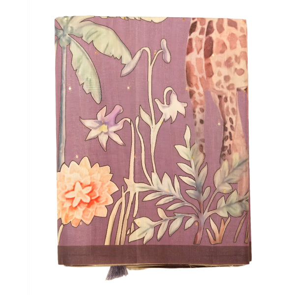 Floral Printed with Giraffe Designs with Zari Butta Weaving Body