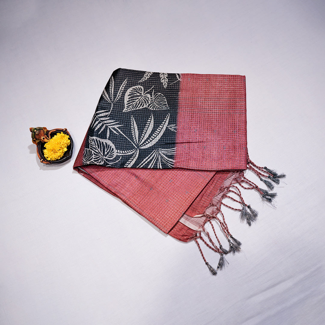 Kotta Tusser Silks Saree With Design Subtle Line Weave Finish