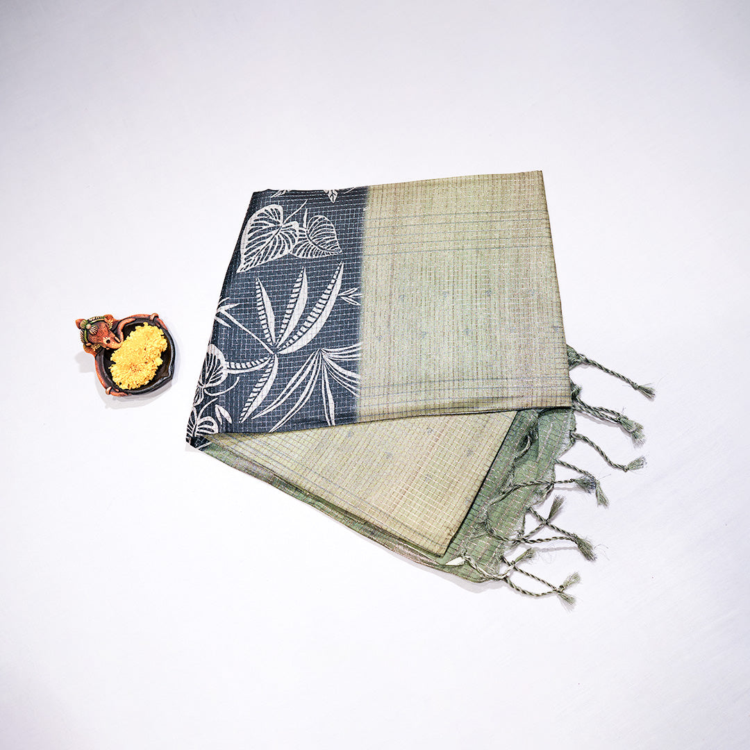 Kotta Tusser Silks Saree With Design Subtle Line Weave Finish