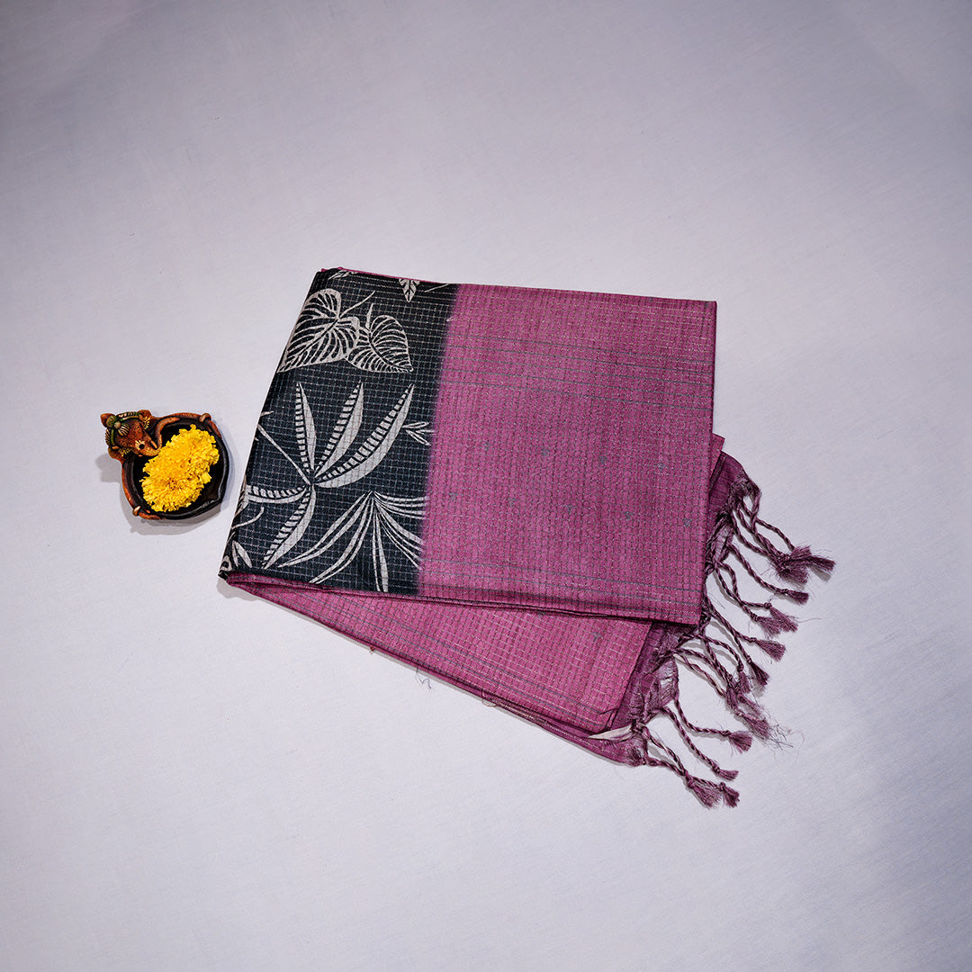 Kotta Tusser Silks Saree With Design Subtle Line Weave Finish
