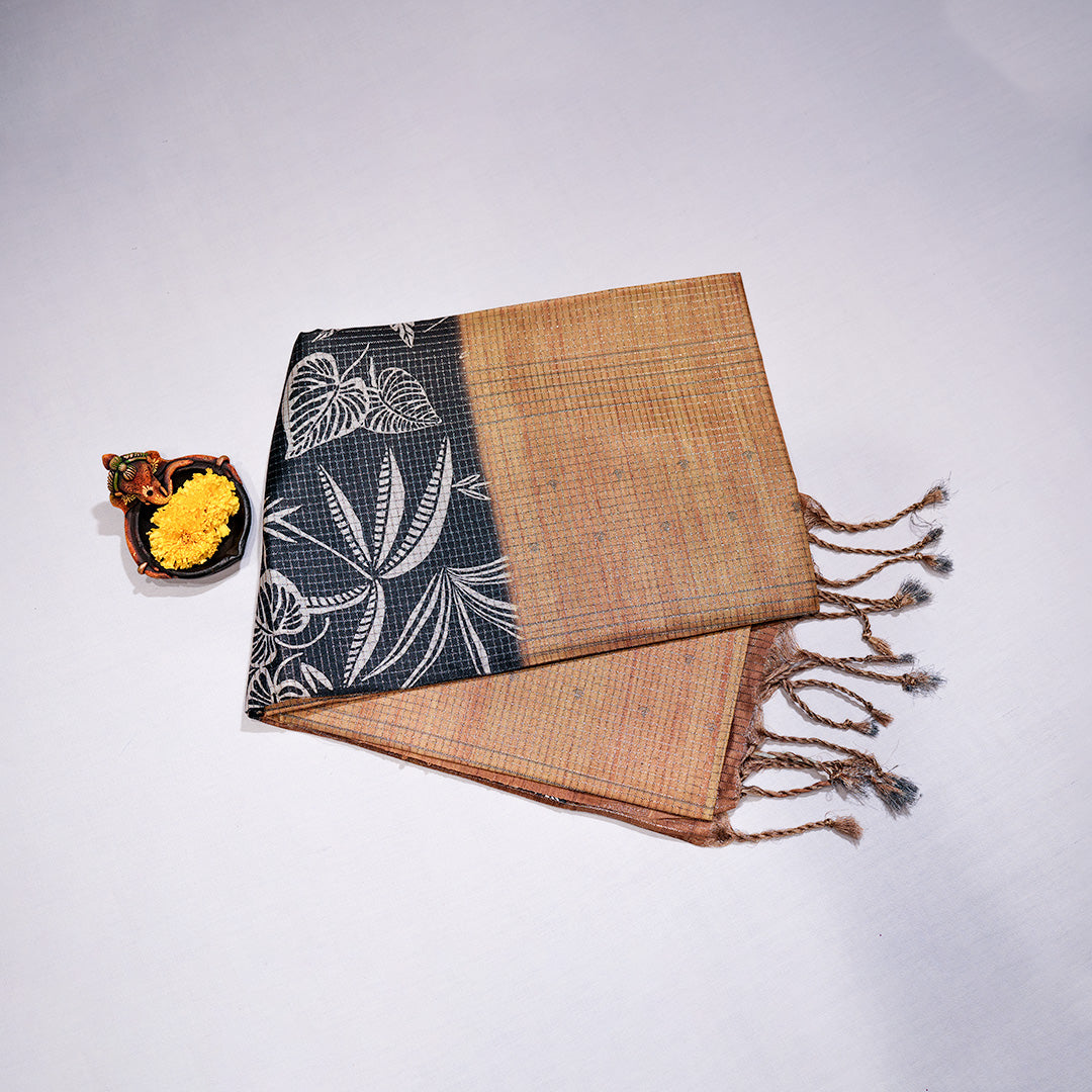 Kotta Tusser Silks Saree With Design Subtle Line Weave Finish