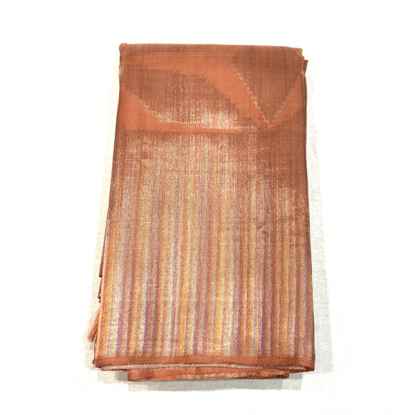 Pure Silk Sarees with Copper and Silver Zari Flower Design