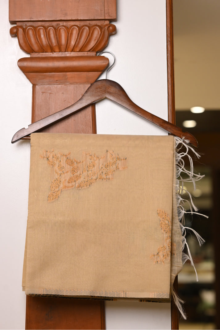 Chandheri Cotton Sarees with Fish Thread Weaving Design