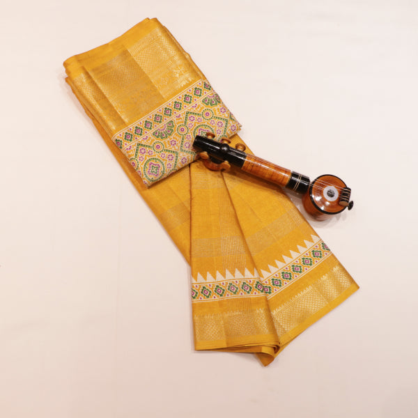 Manipuri Silk Saree with Rose Zari and Diamond Butta Hand Border