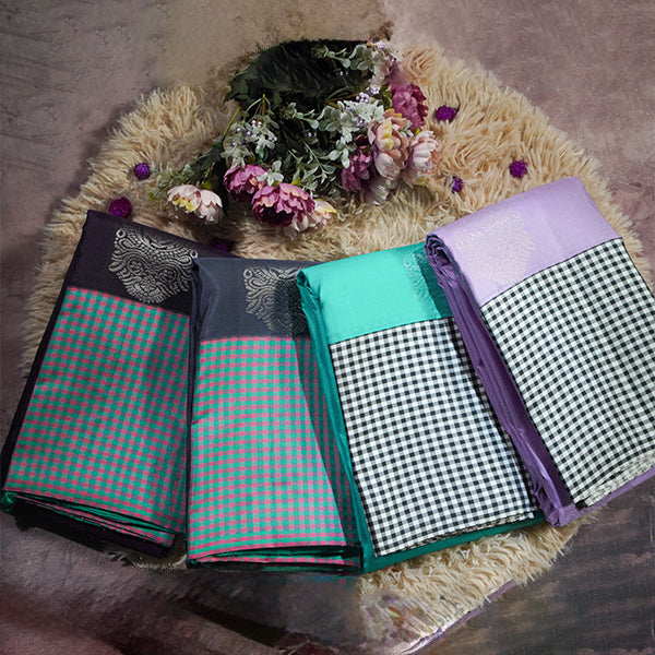 Checked Border Silk Sarees