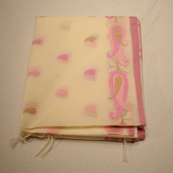 Kotta Checks Sarees with Chikan Work Design with Heavy Mango Border Design