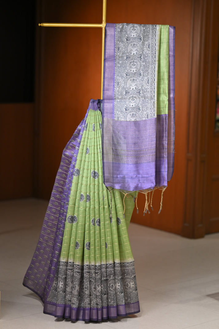Milano Silks Saree with Water Zari Line with Duck Design