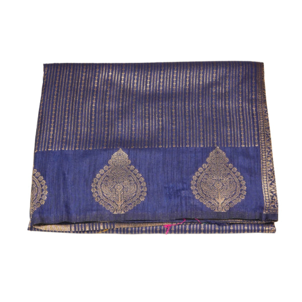 Semi Raw Silk Mango Saree with Striped Zari Line in Body Design