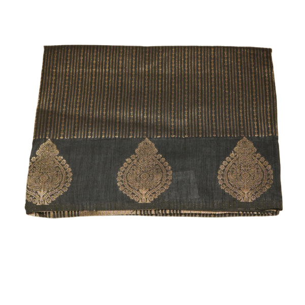 Semi Raw Silk Mango Saree with Striped Zari Line in Body Design