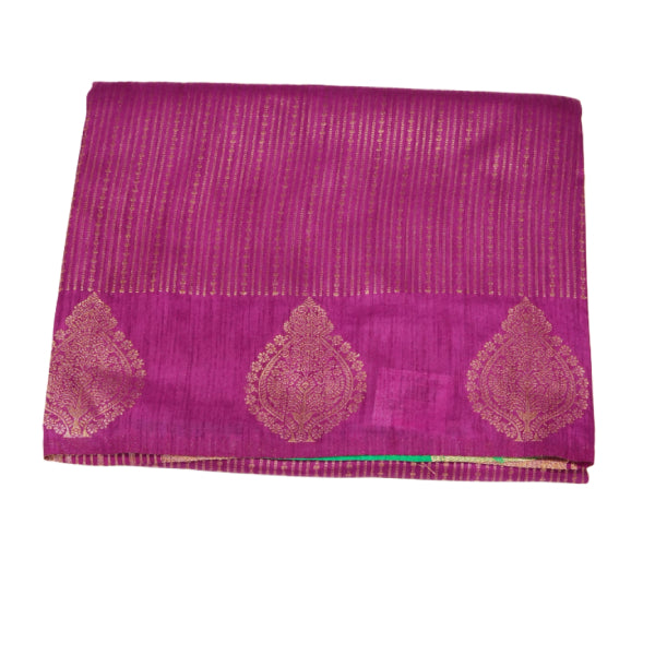 Semi Raw Silk Mango Saree with Striped Zari Line in Body Design