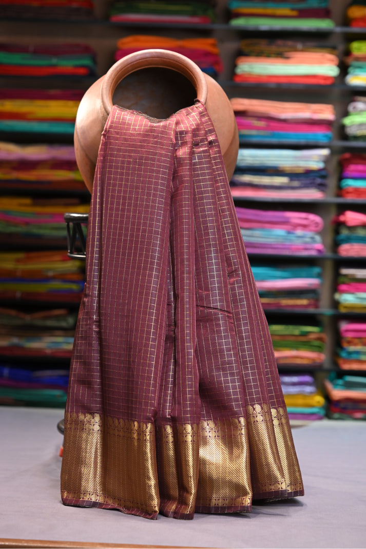 Raw Silk Sarees With Allover Zari Line With Mango Butta Weaving