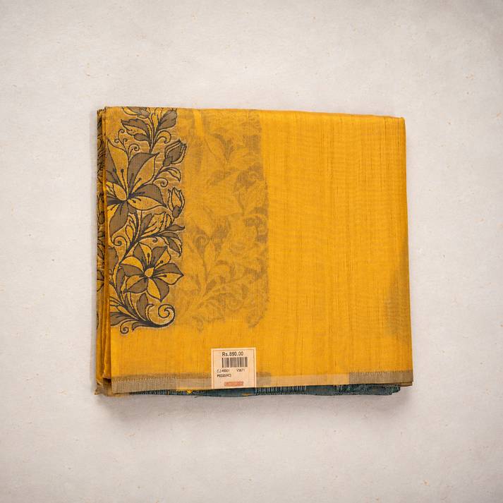 Semi Dupion Silk Saree with Flower Antic Weaving Design