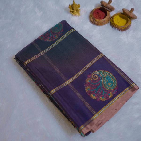 Pattu Silks Sarees with Body Check Design and Meena Work