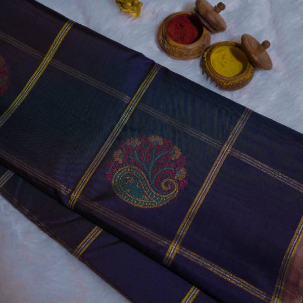 Pattu Silks Sarees with Body Check Design and Meena Work