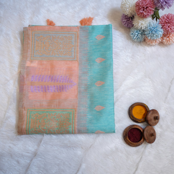 Semi Raw Silk Sarees with Body Meena Putta Design