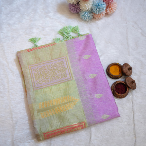 Semi Raw Silk Sarees with Body Meena Putta Design