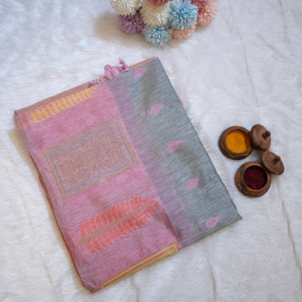 Semi Raw Silk Sarees with Body Meena Putta Design