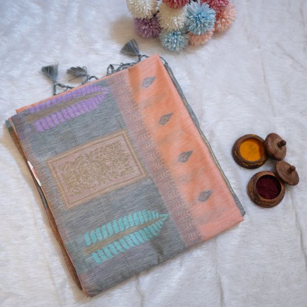 Semi Raw Silk Sarees with Body Meena Putta Design