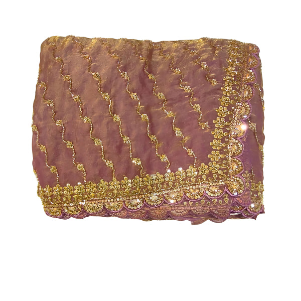 Bay Silk Saree with Kundan Work with Sequence Pattern