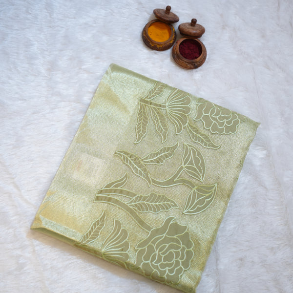 Tissue Fancy Sarees with Body Floral Applique Work